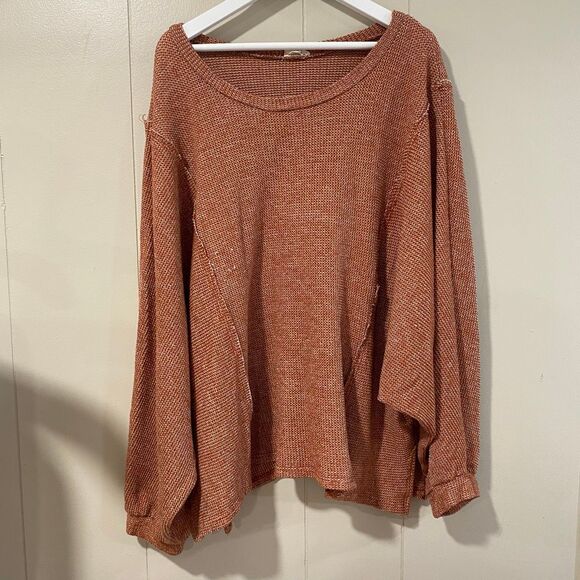 Peach Love California Rust Knit Oversized Sweater Women’s Made in USA - Picture 1 of 7